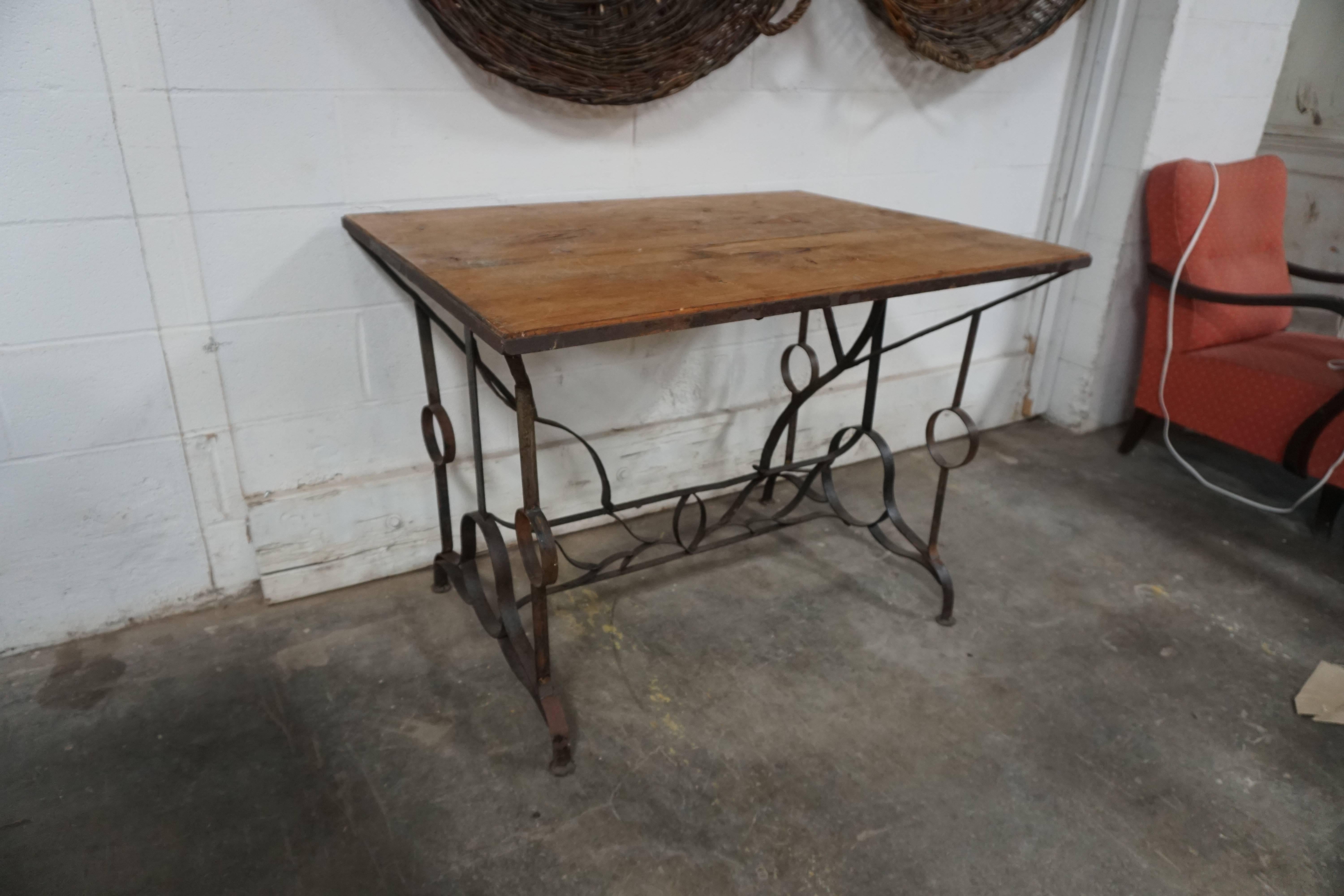 Industrial Early 20th Century French Wrought Iron Writing Desk