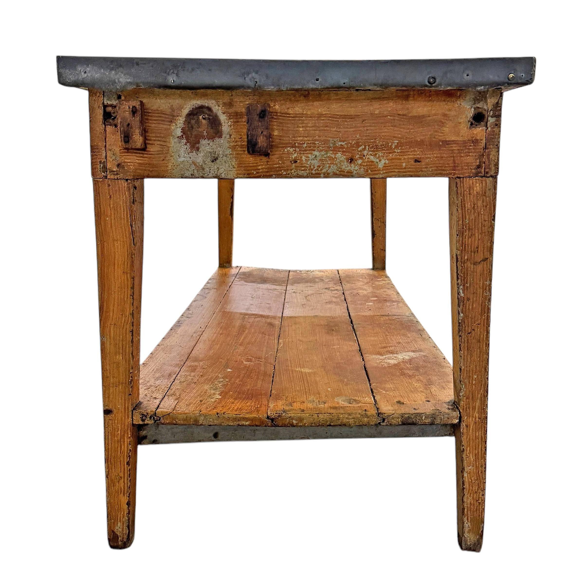 Early 20th Century French Zinc-Top Garden Table For Sale 2
