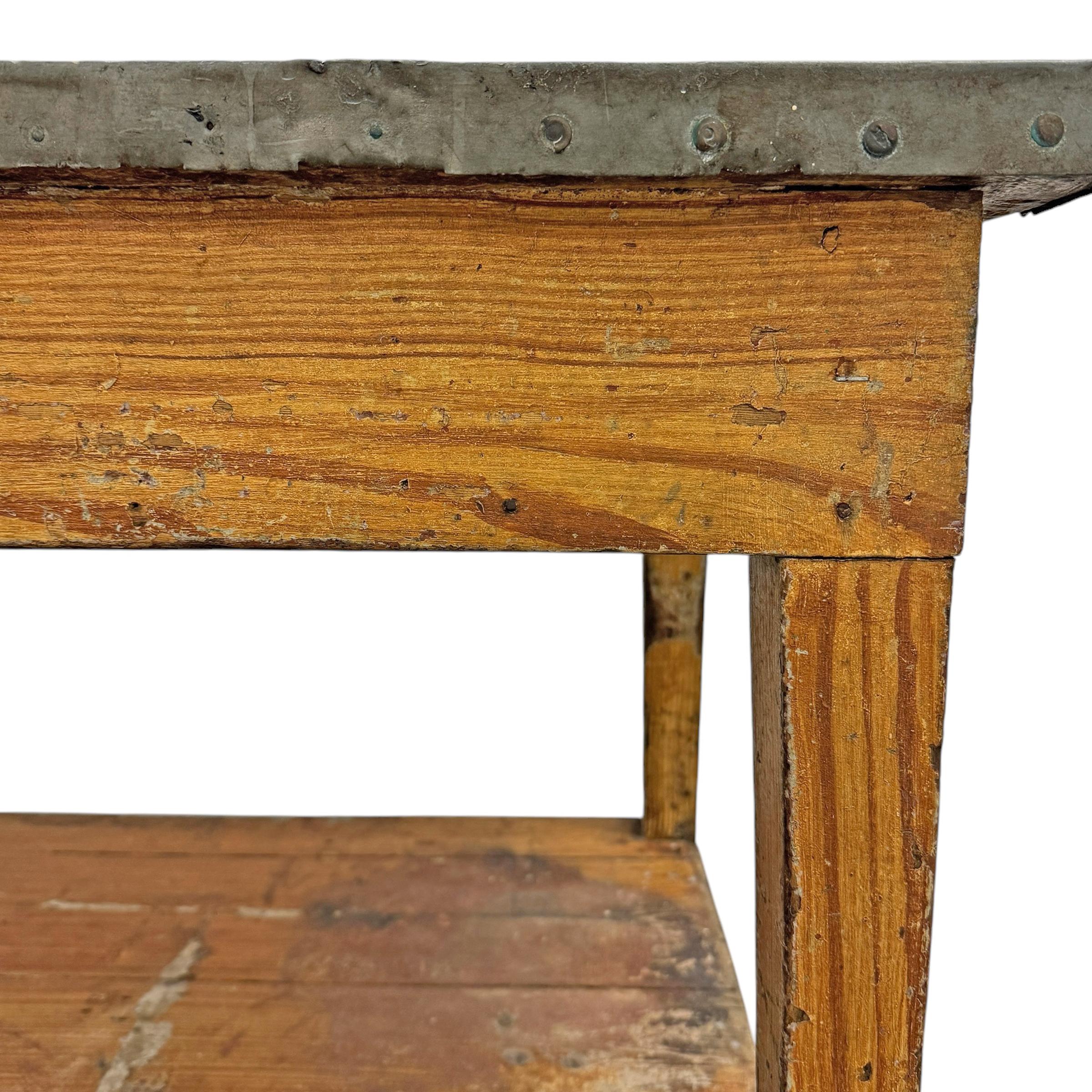 Early 20th Century French Zinc-Top Garden Table For Sale 4