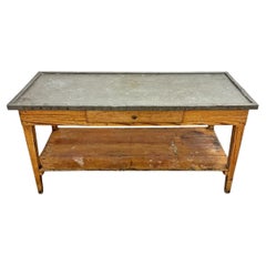 Early 20th Century French Zinc-Top Garden Table