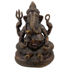 Antique Early 20th Century Ganesha, Lord of Obstacles Bronze Sculpture