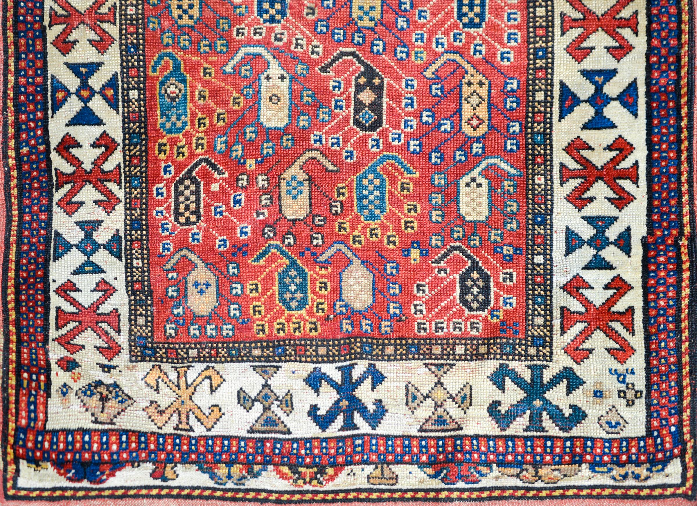 Wool Early 20th Century Ganjeh Rug For Sale