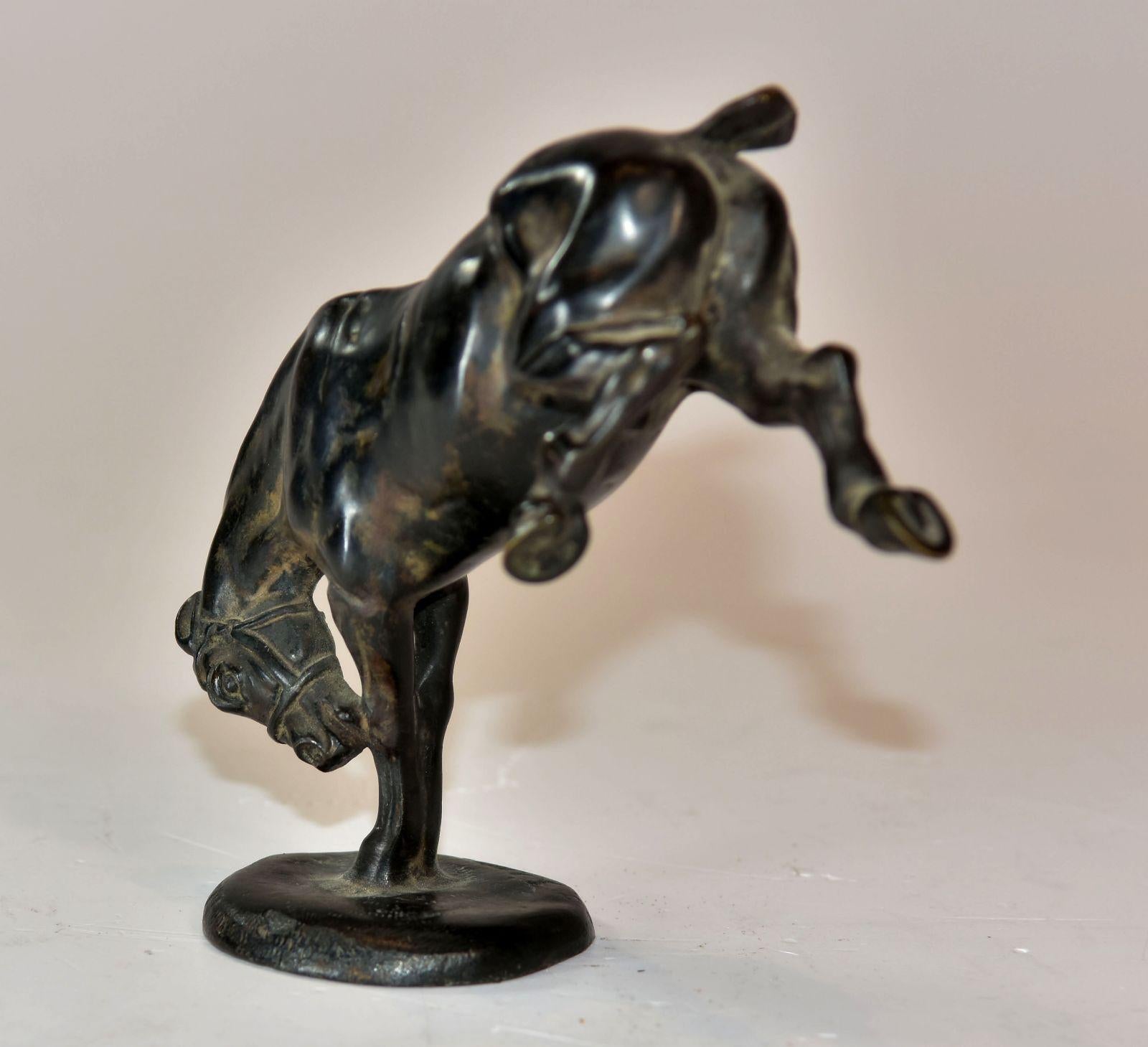 Early 20th century bronze animal riding horse by Gaston d'Ilers.