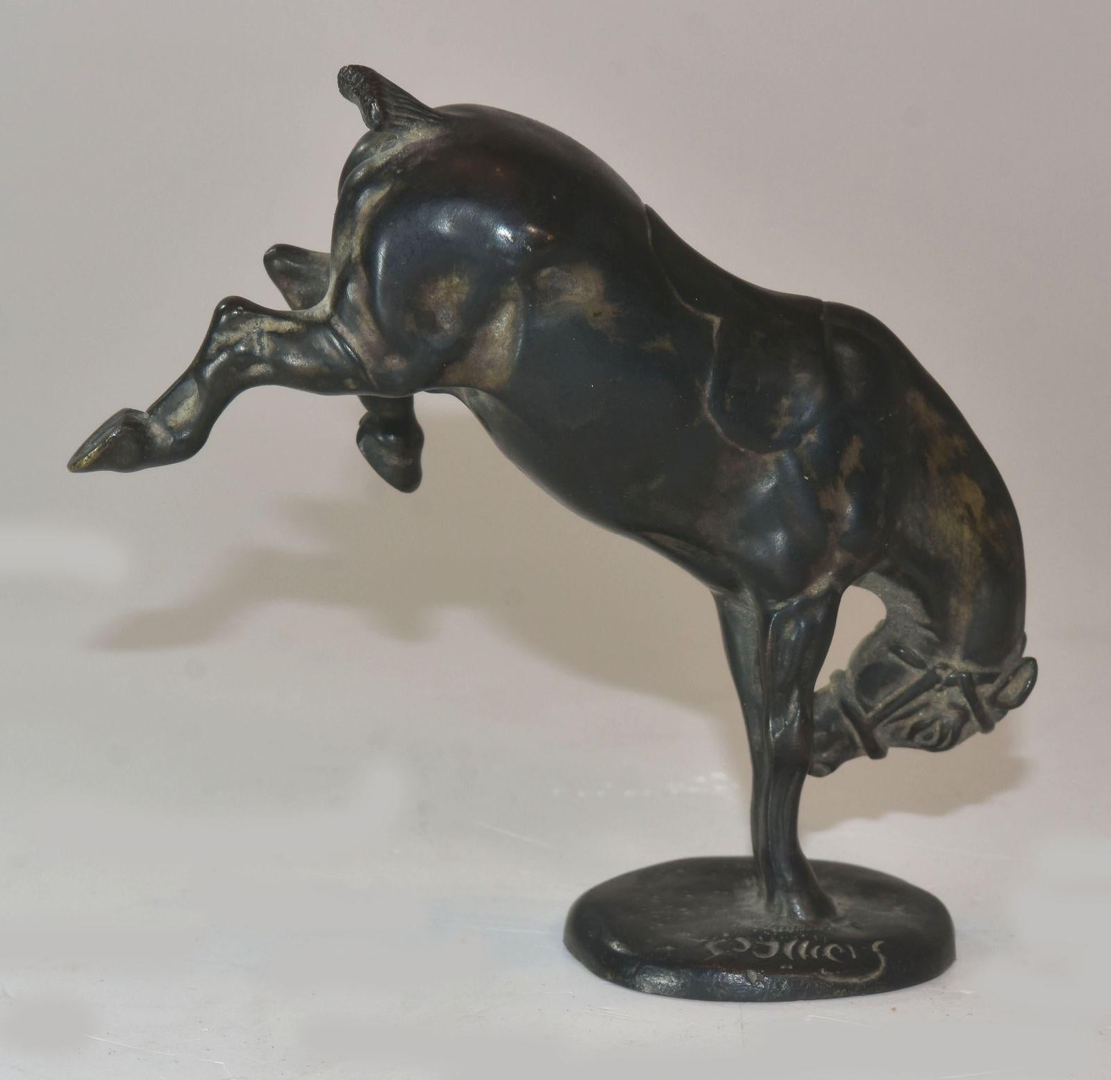 French Early 20th Century Gaston D'Illiers Bronze Bronze Rowing Horse For Sale