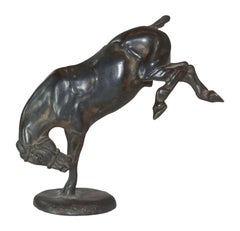 Early 20th Century Gaston D'Illiers Bronze Bronze Rowing Horse