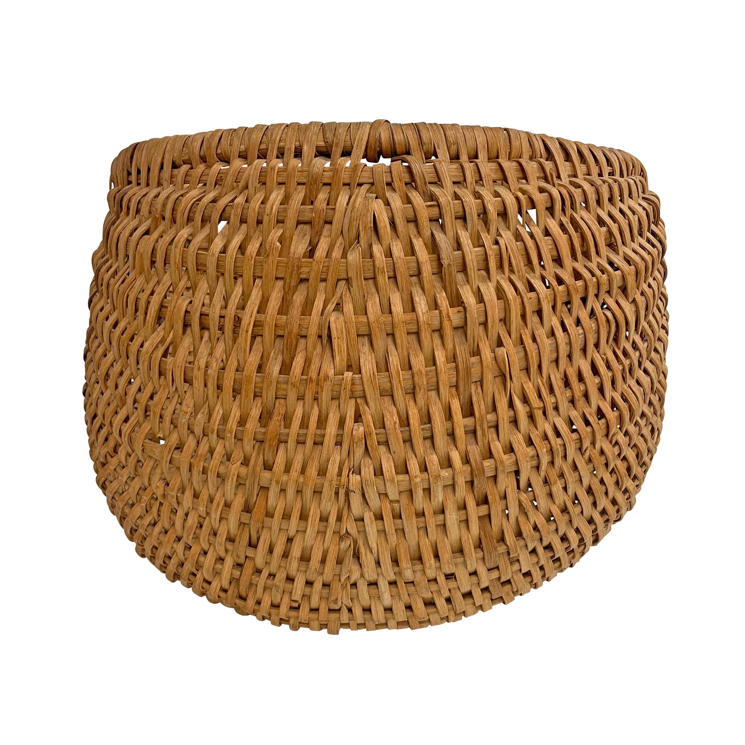 Rustic Early 20th Century Gathering Basket For Sale