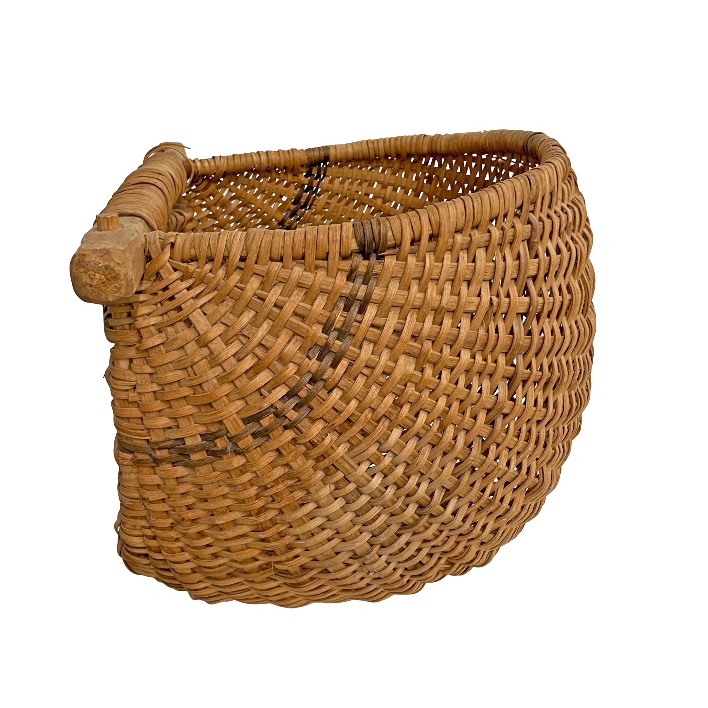 Oak Early 20th Century Gathering Basket For Sale