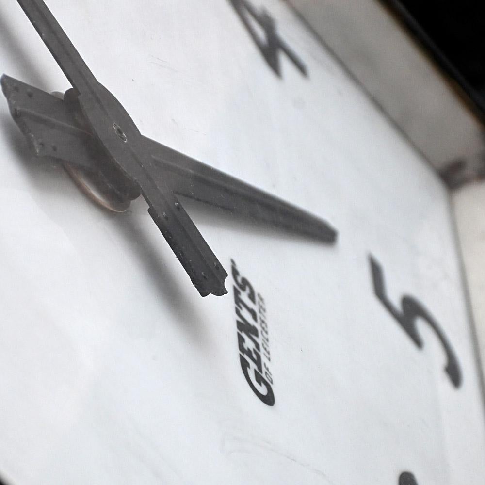 British Early 20th Century Gents of Leicester English Double Sided Station Clock For Sale
