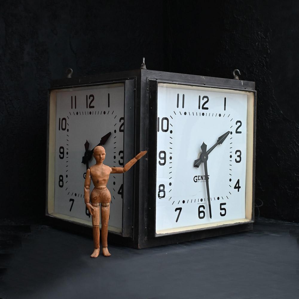 Early 20th Century Gents Station Clock from London St. Pancras Station  
 
A One-off example of an early 20th Century four-sided Gents of Leicester station clock. A true monster of a time piece measuring approximately 32-inch square. Originally this