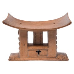 Tabouret africain Ashanti géométrique