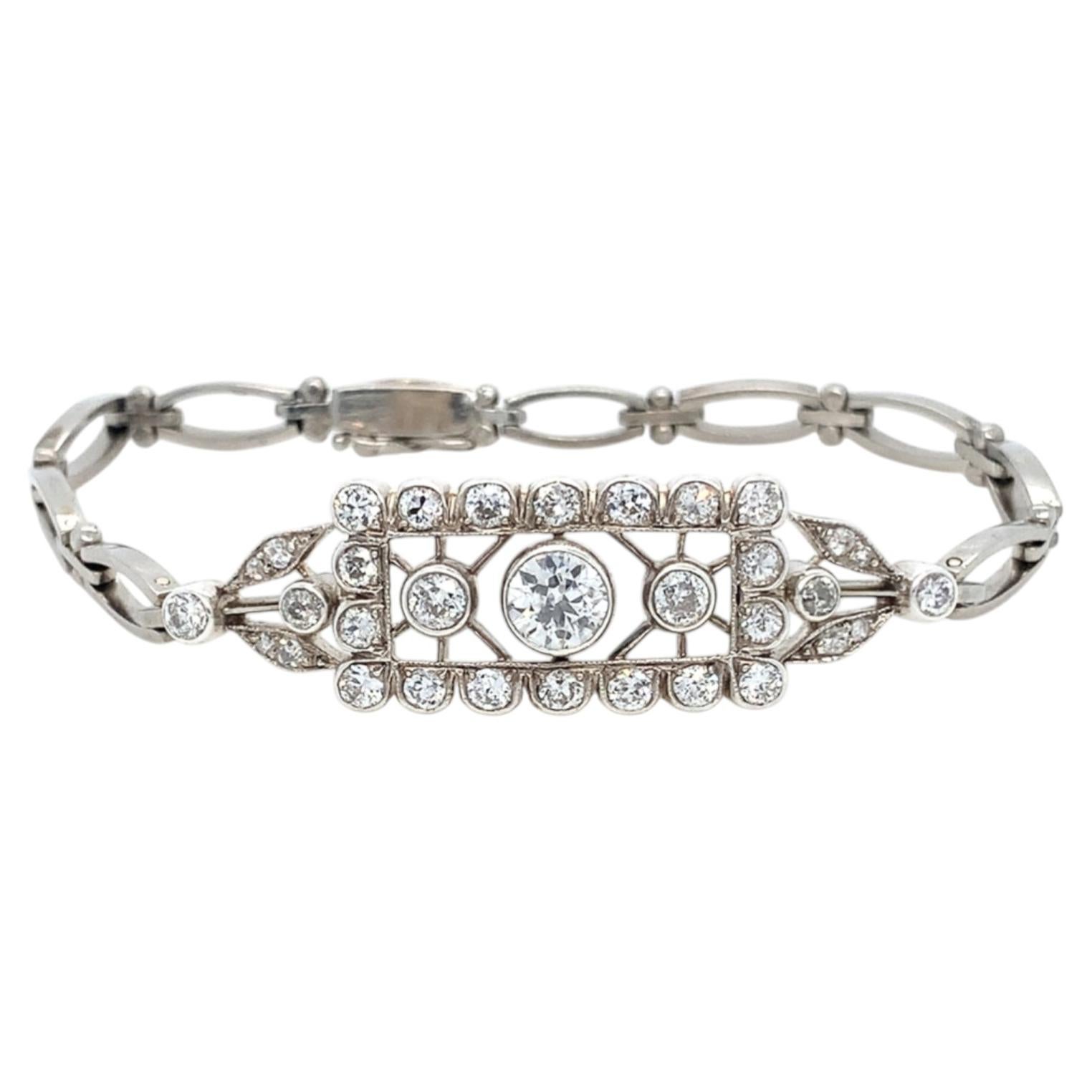 Early 20th century geometric bracelet with 2.72ct old cut diamonds For Sale