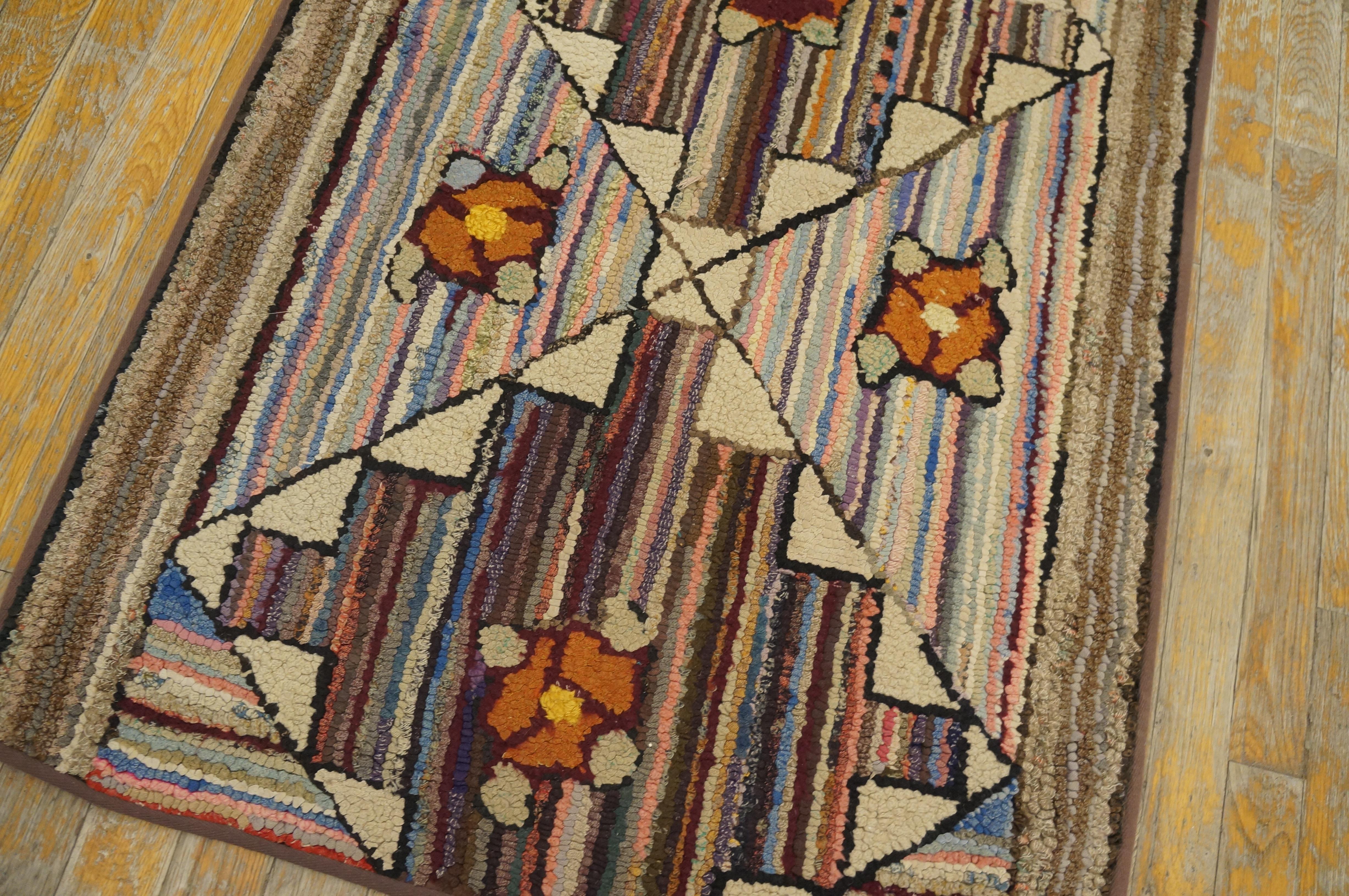 Geometrischer amerikanischer Kapuzenteppich des frühen 20. Jahrhunderts ( 2'4