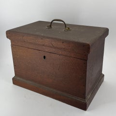 Early 20th Century George III Mahogany Deed Box Brass Handle Shelf Stoic Decor