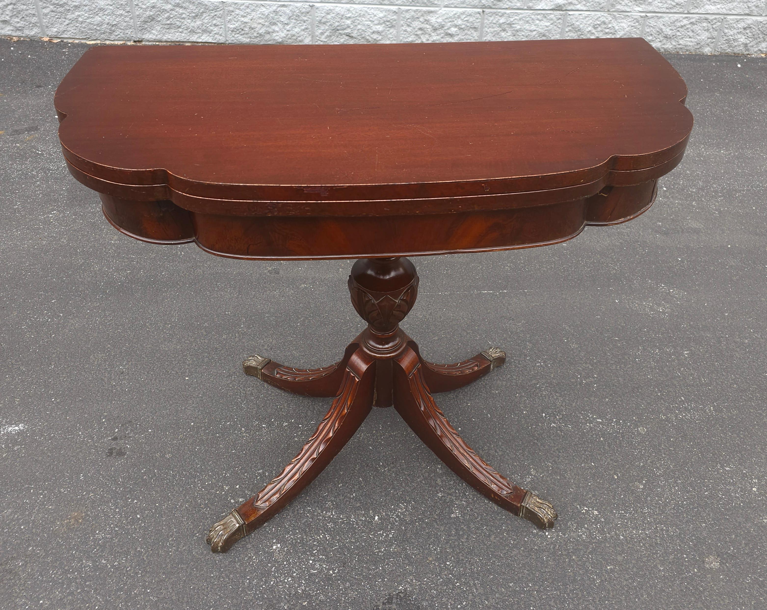 Early 20th Century George III Mahogany Fold-Top Game Table Console Table For Sale 1
