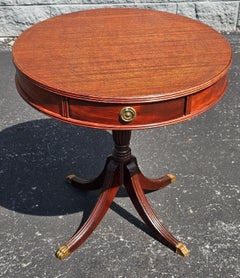 Early 20th Century George III Style Genuine Mahogany Pedestal Quadpod Drum Table