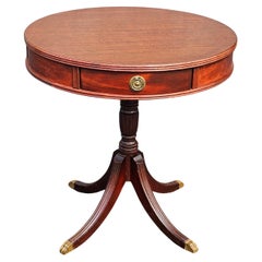 Antique Early 20th Century George III Style Genuine Mahogany Pedestal Quadpod Drum Table
