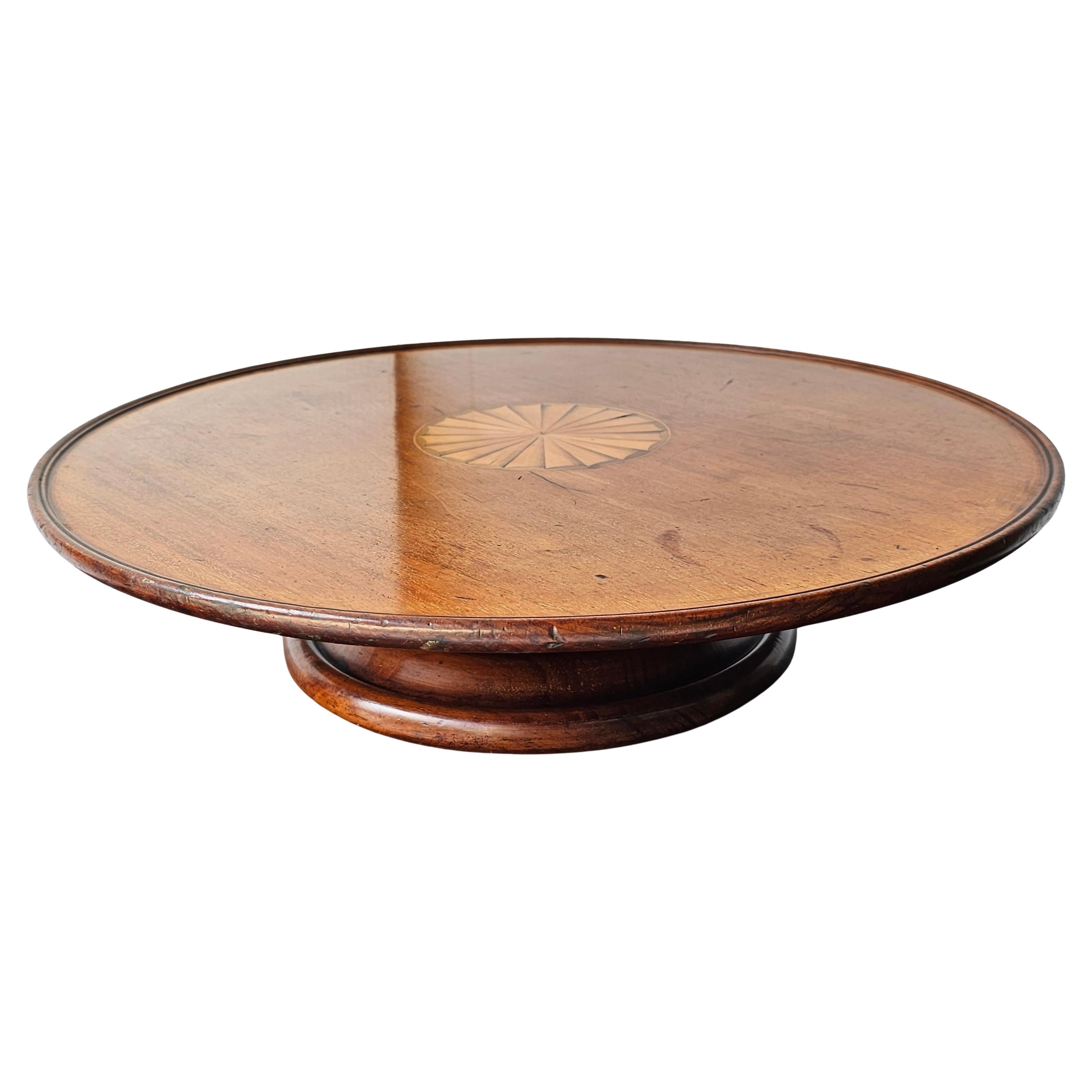 Inlay Early 20th Century George III Style Inlaid  Mahogany Lazy Susan For Sale