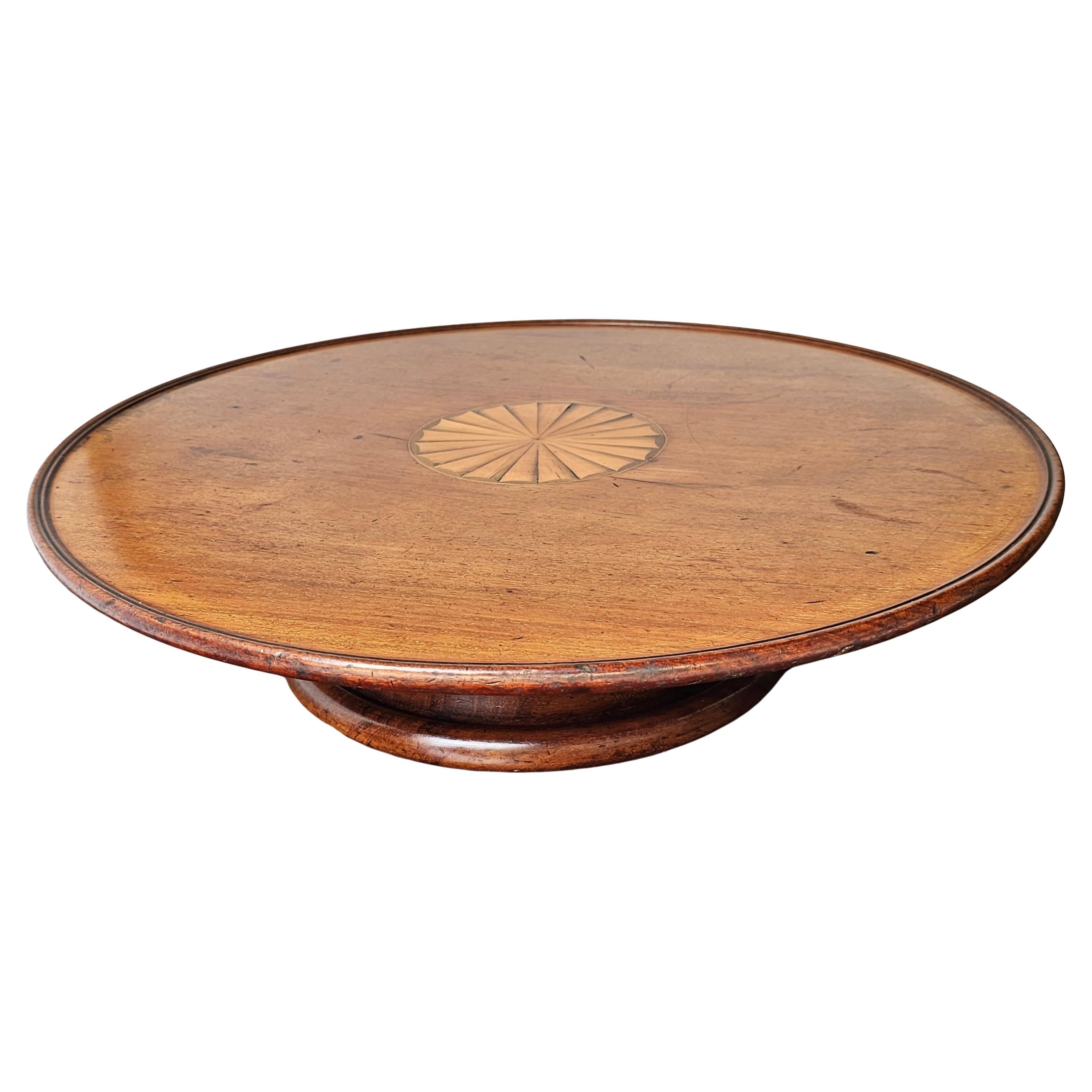 American Early 20th Century George III Style Inlaid  Mahogany Lazy Susan For Sale