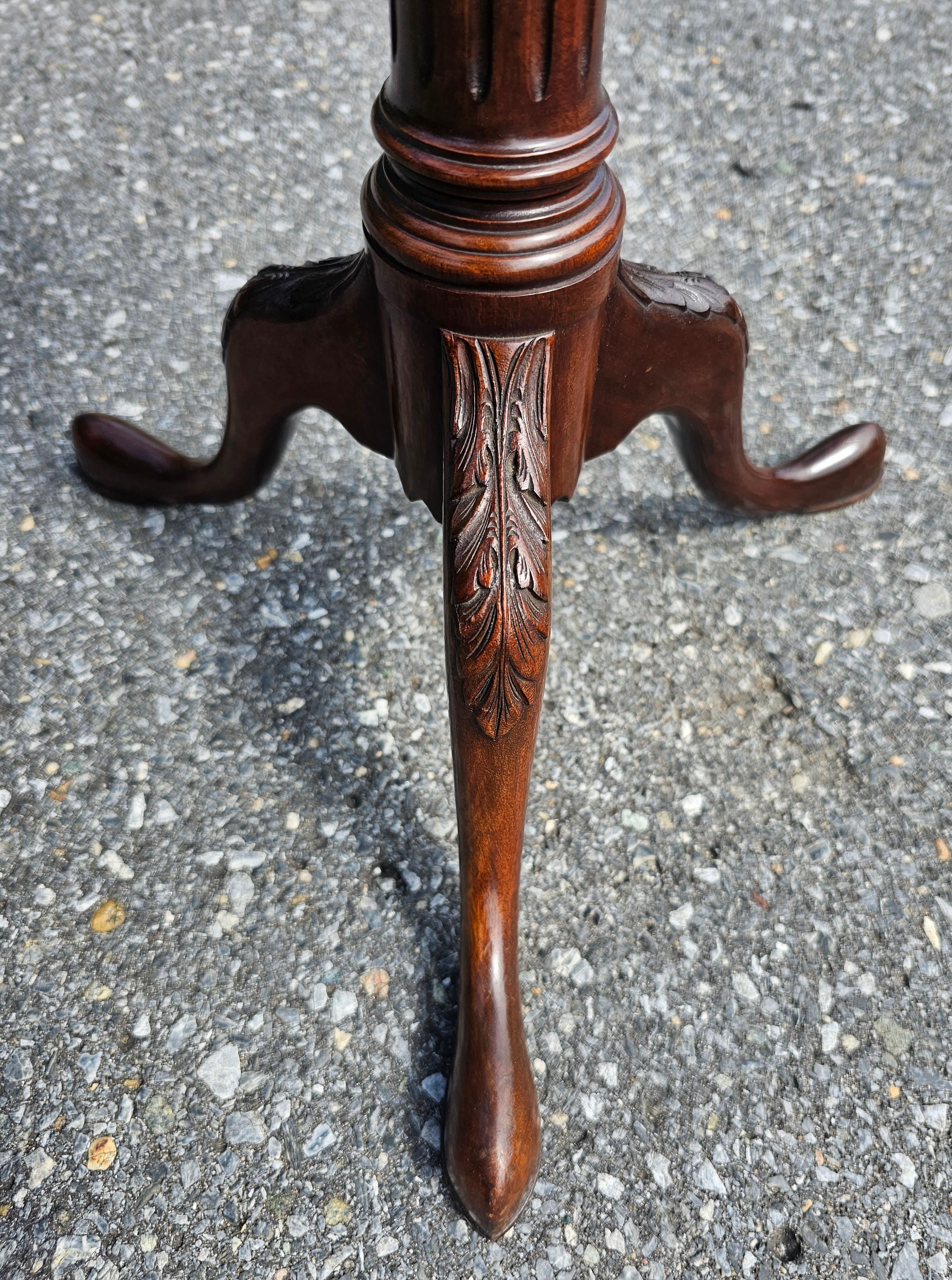 American Early 20th Century George III Style Mahogany Galleried Refinished Candle Stand For Sale