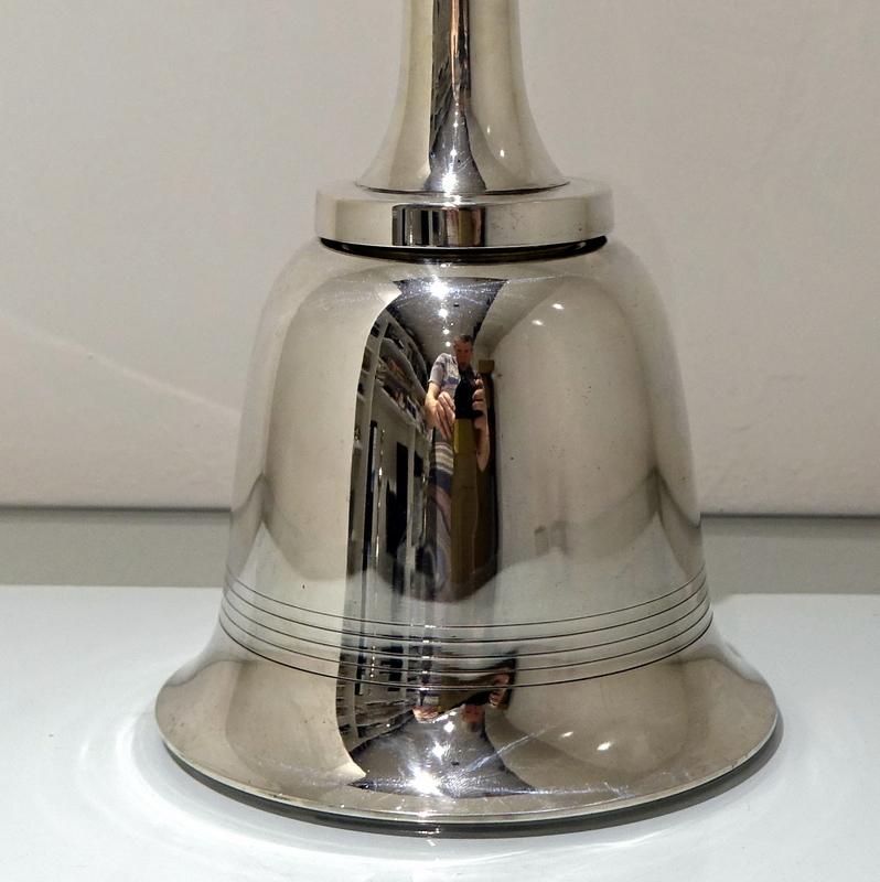 British Early 20th Century George V Silver Plate Bell Formed Cocktail Shaker, circa 1935 For Sale