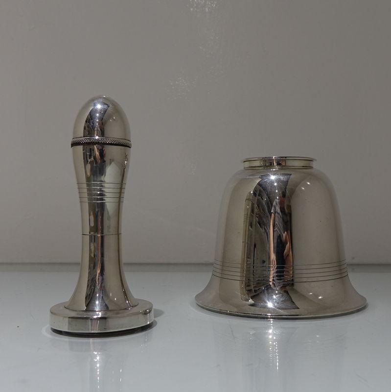 Mid-20th Century Early 20th Century George v Silver-Plate Bell Formed Cocktail Shaker, circa 1935 For Sale