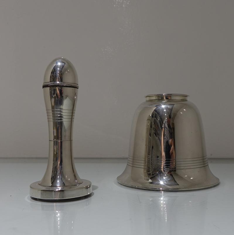 Mid-20th Century Early 20th Century George V Silver Plate Bell Formed Cocktail Shaker, circa 1935 For Sale
