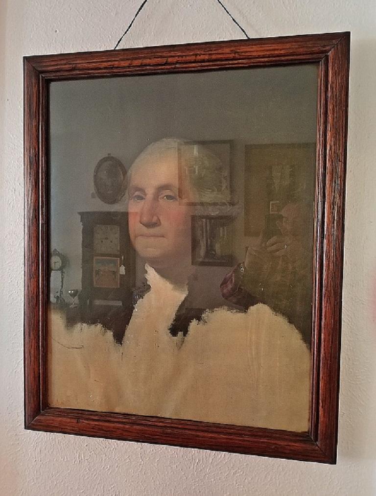 Presenting a highly desirable piece of America History and American Art.

This is a large colored lithograph of George Washington, made in 1931 for the Bicentennial Commemoration of Washington's Birth in 1732.

The Bicentennial was held in