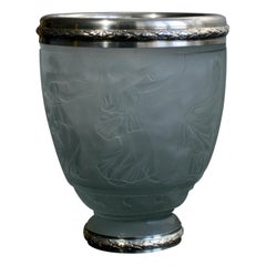 Early 20th Century Georges De Feure Small Art Nouveau Glass and Silver Vase
