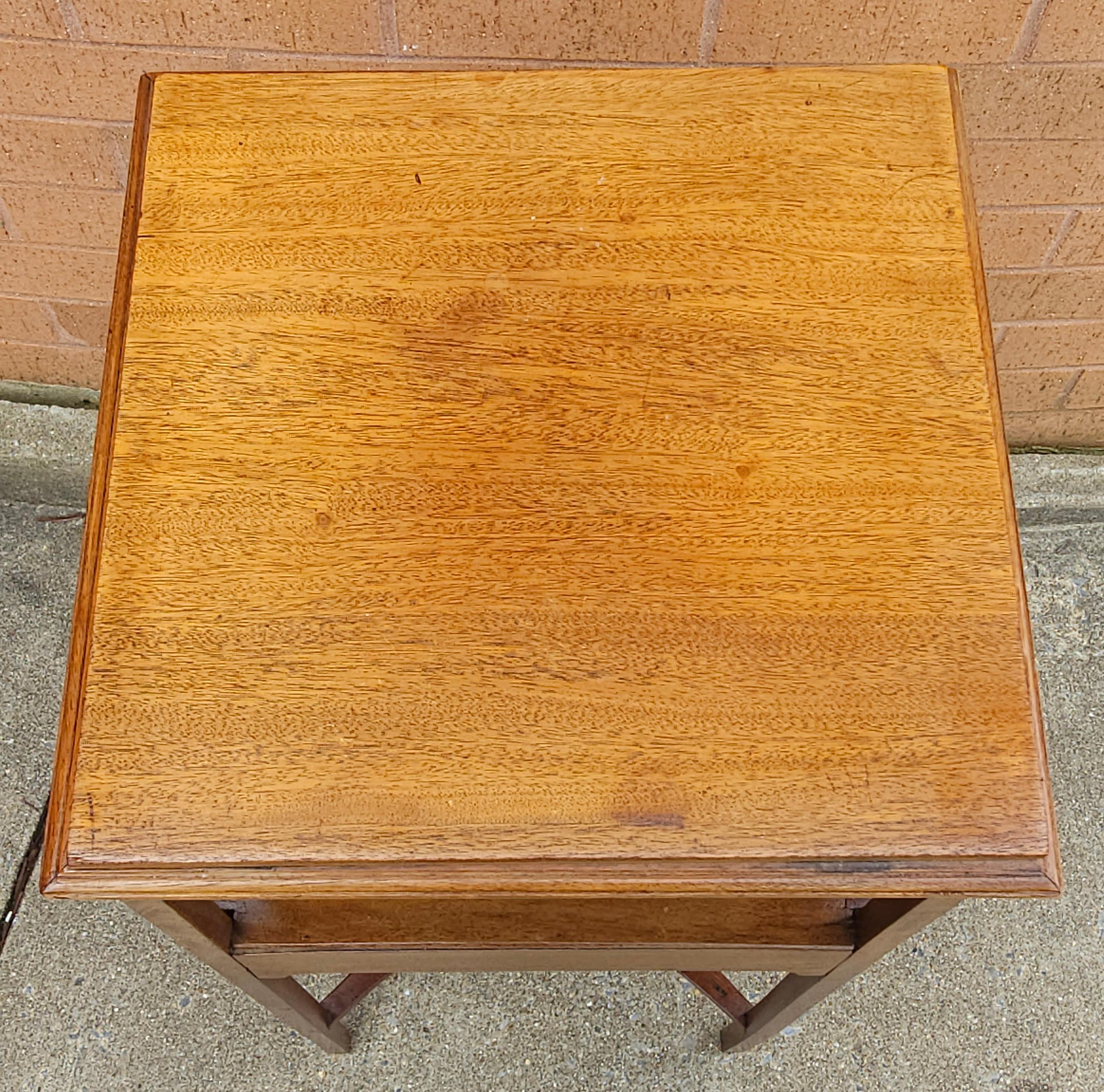 Early 20th Century Georgian Three Tier One Drawer Mahogany Side Table In Good Condition For Sale In Germantown, MD
