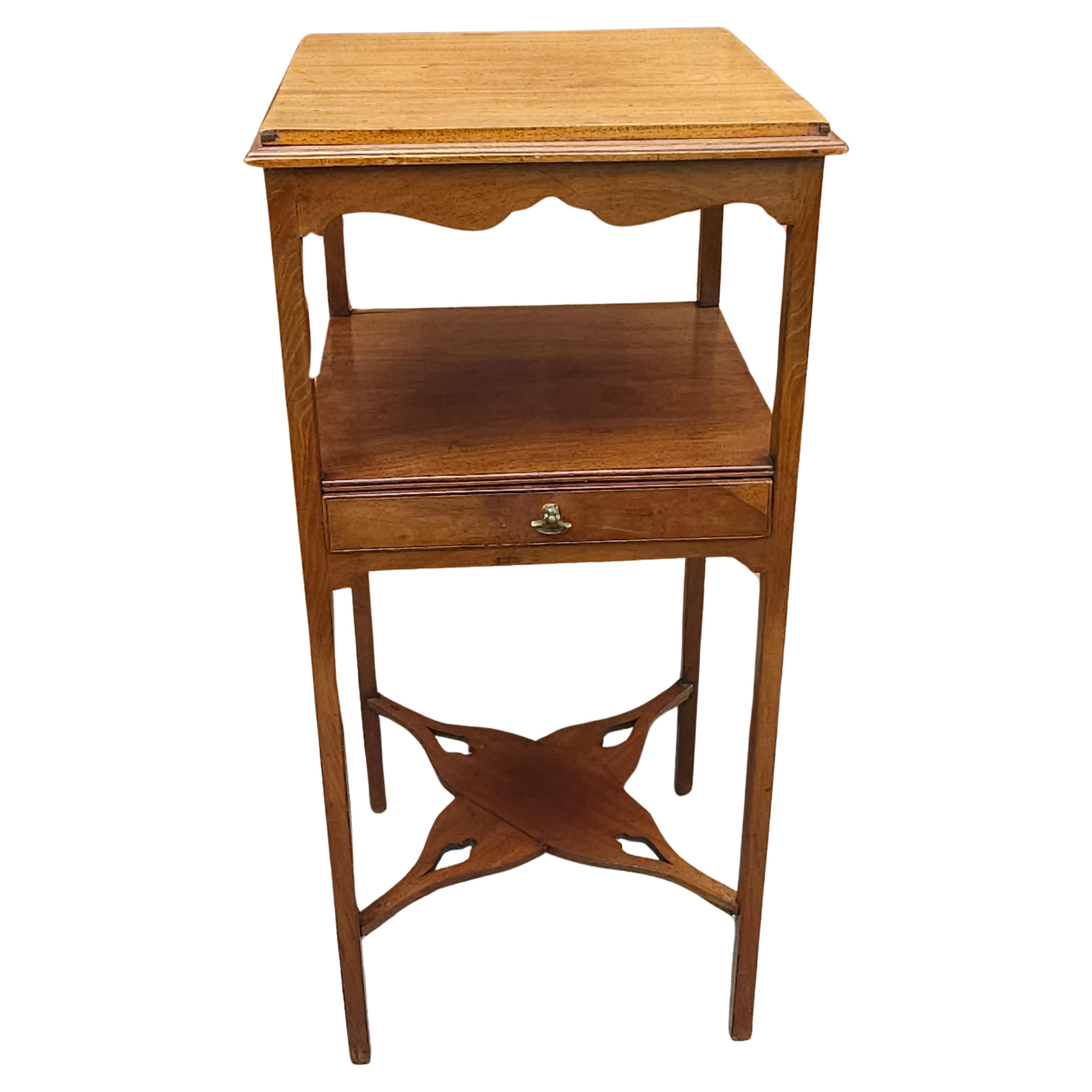 Early 20th Century Georgian Three Tier One Drawer Mahogany Side Table For Sale