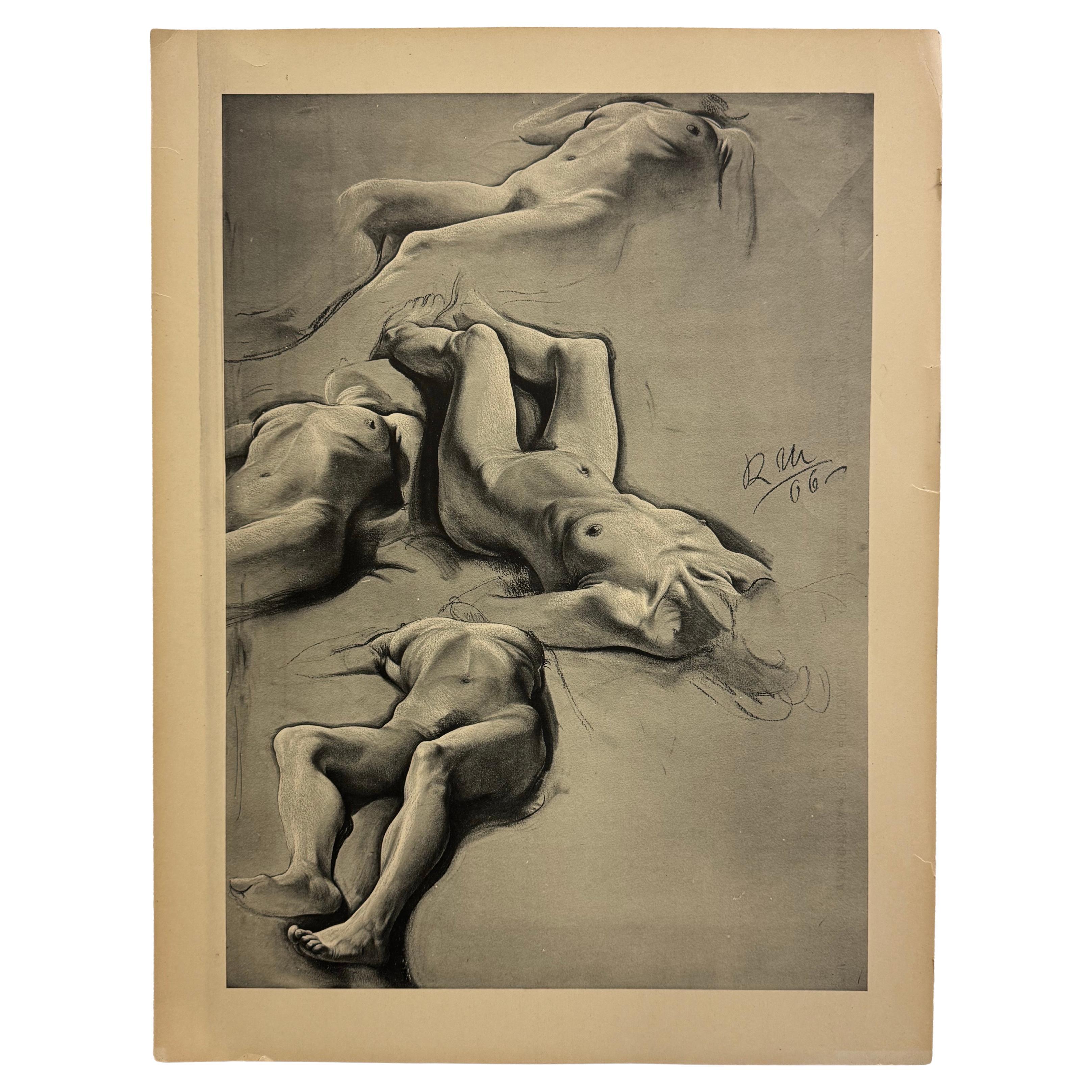 Early 20th Century German Academic Nude Study Print After Richard Müller im Angebot