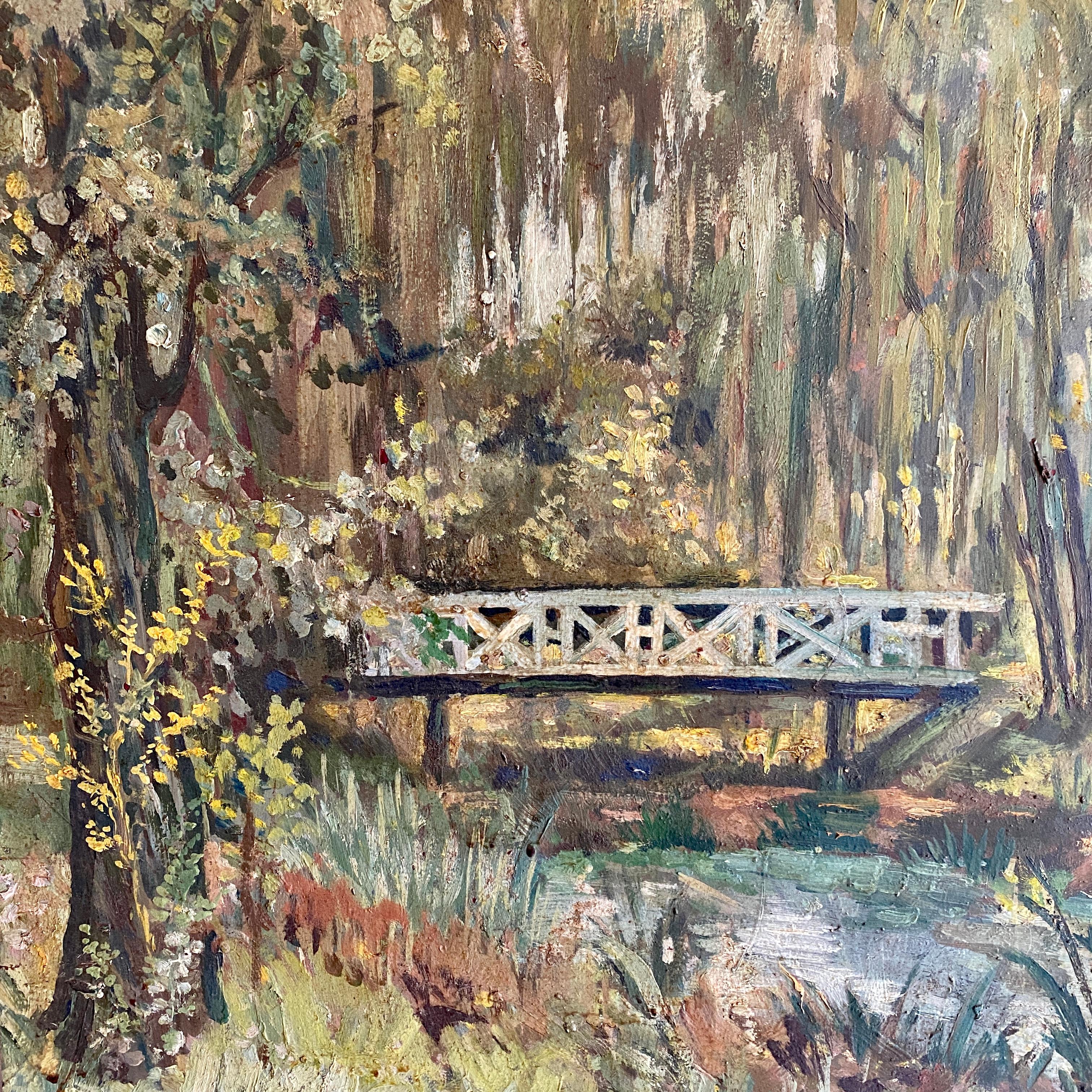 Art Deco Early 20th Century German Impressionism Landscape Oil Painting, circa 1920 For Sale