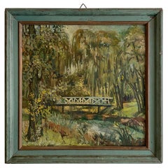 Pintura al óleo de paisaje del impresionismo alemán de principios del siglo XX, hacia 1920