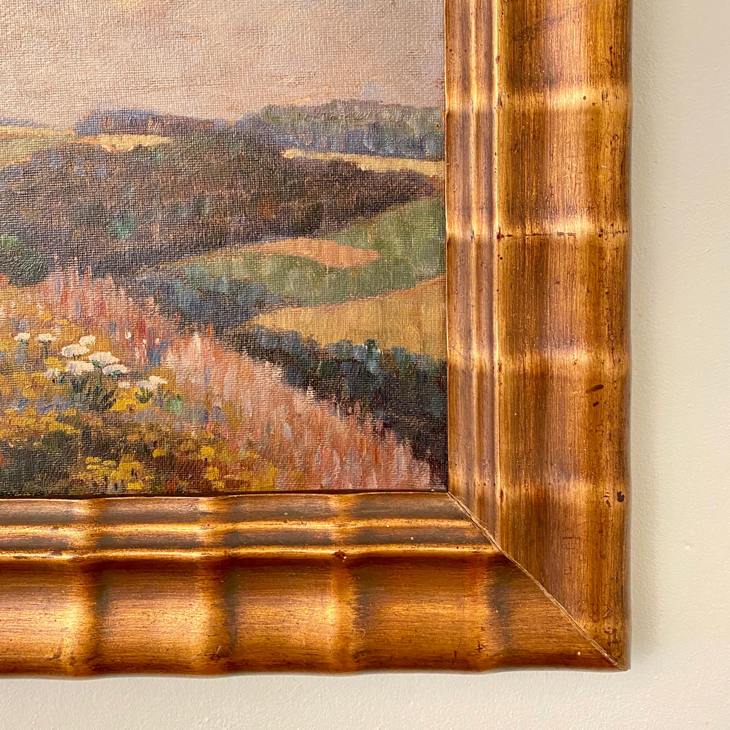 Early 20th Century German Art Deco Landscape Oil Painting Frame, circa 1920 8