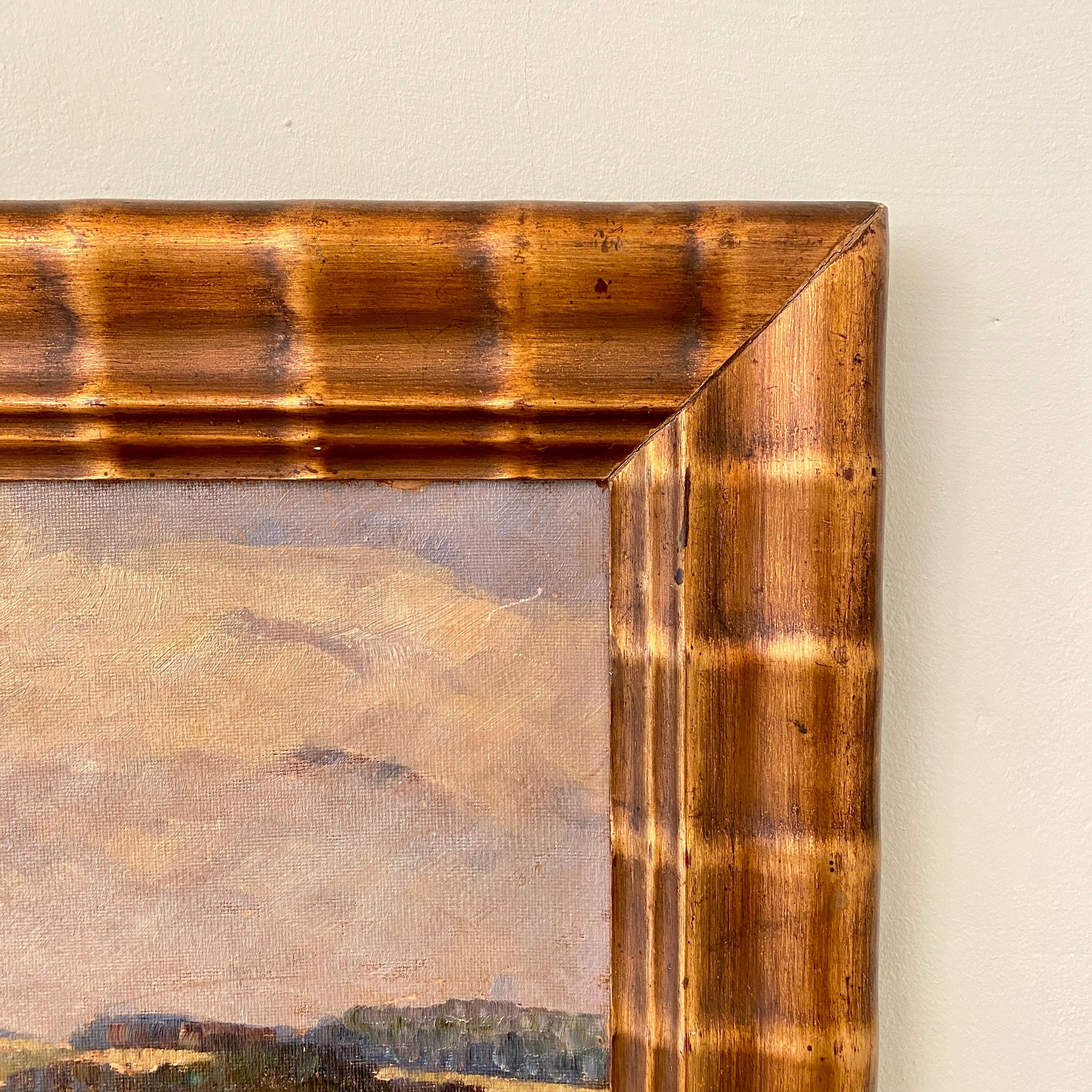Early 20th Century German Art Deco Landscape Oil Painting Frame, circa 1920 9