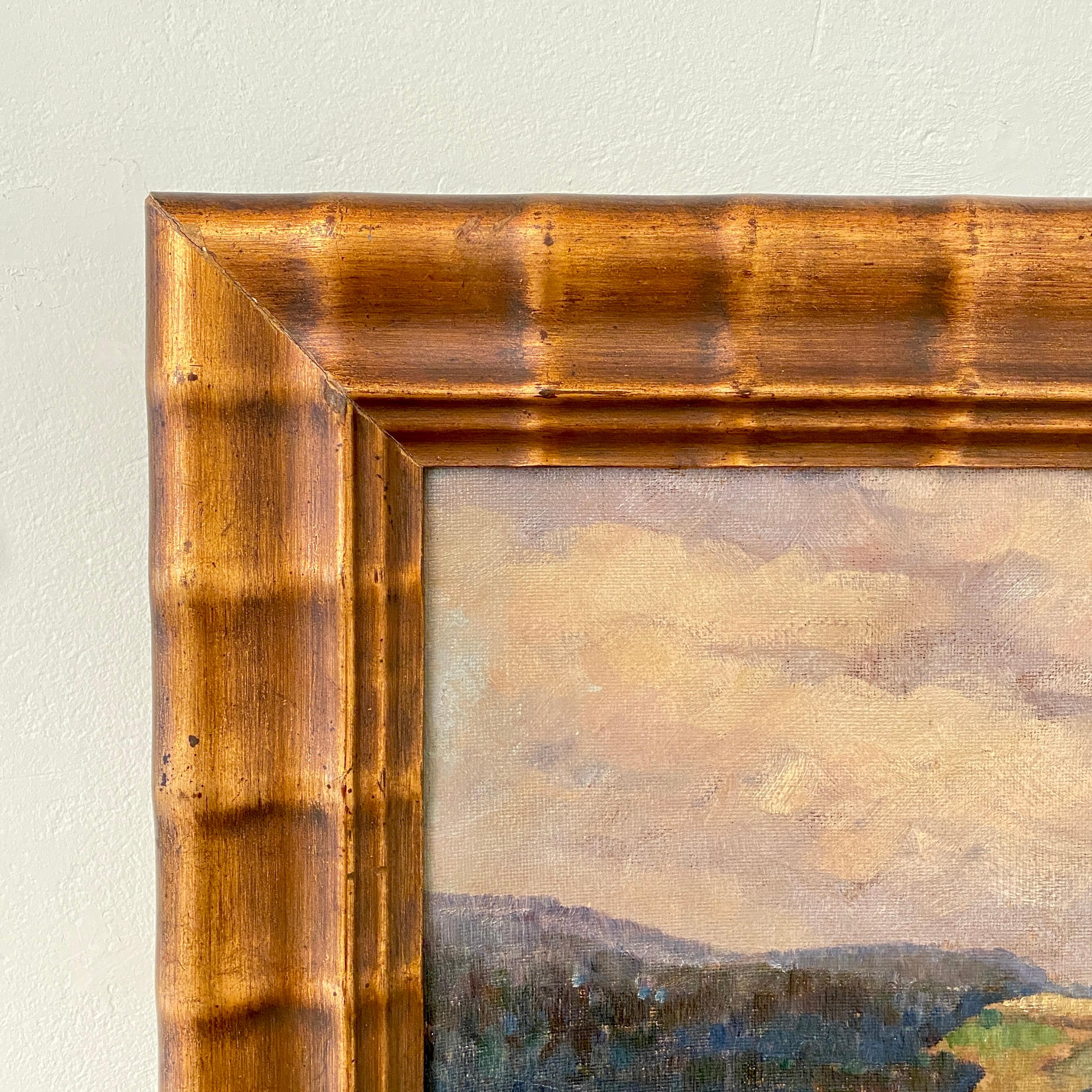Early 20th Century German Art Deco Landscape Oil Painting Frame, circa 1920 10