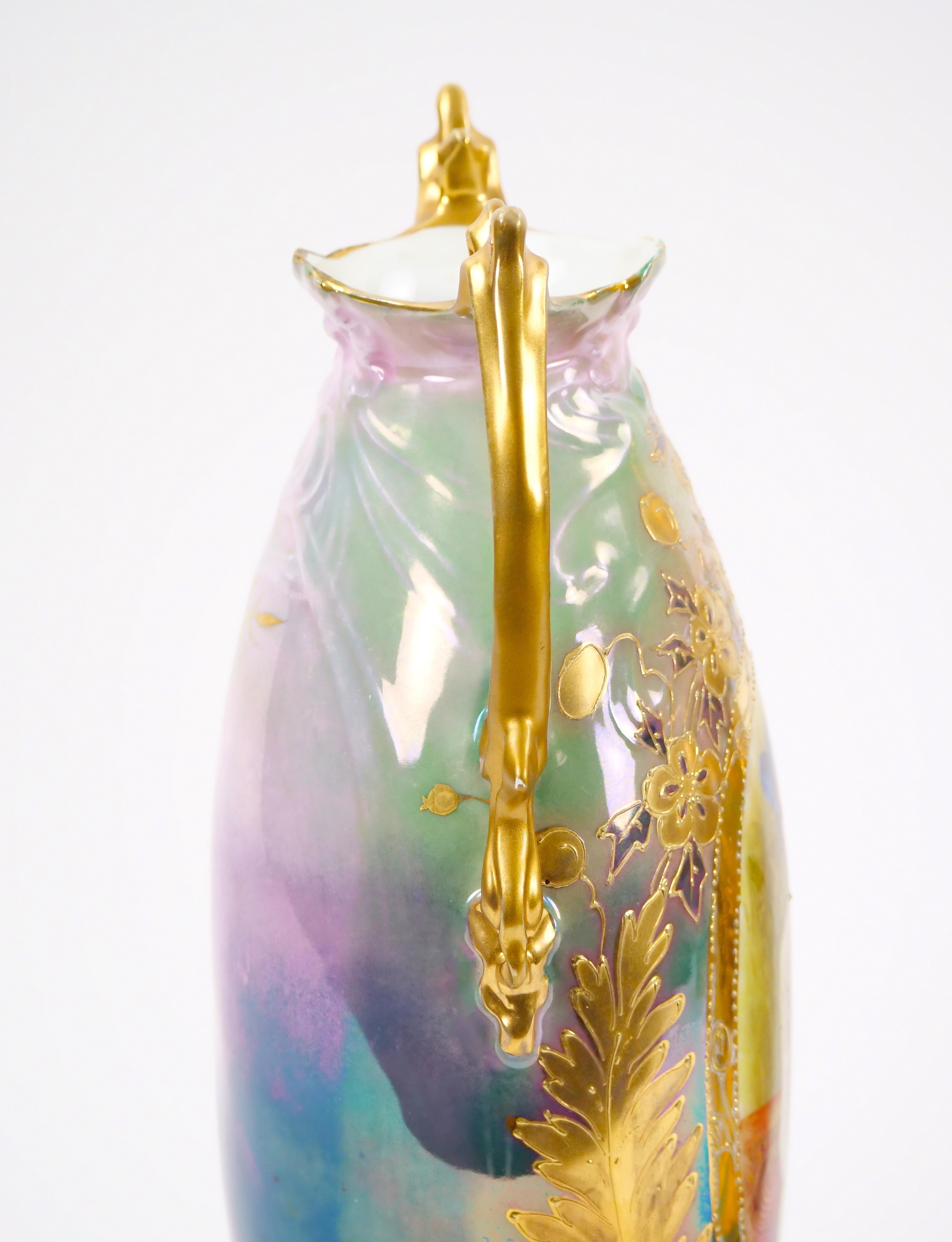 Vases en porcelaine peints à la main et dorés Art Nouveau allemand du début du 20e siècle en vente 7