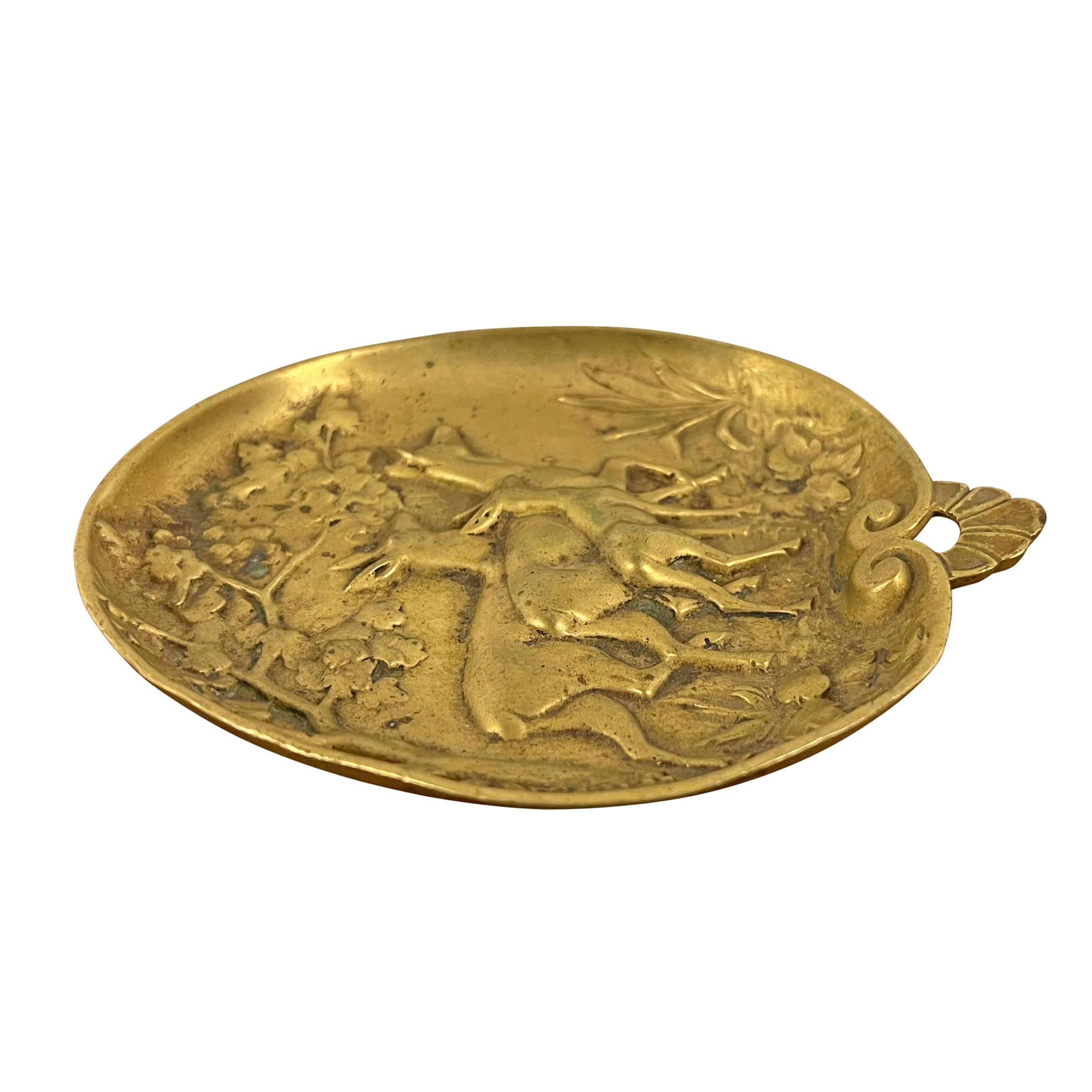 Early 20th Century German Brass Deer Dish For Sale 5