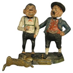 Early 20th-Century German Caricature Animated Metal Sculpture "Misstrauen" -1Y18