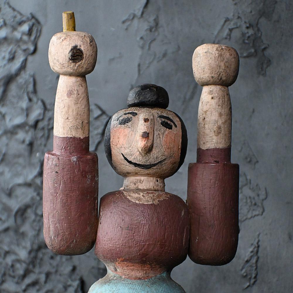 Hand-Carved Early 20th Century German Folk Art Animated Pull Along Toy 