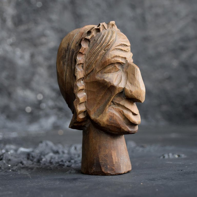 Early 20th Century German FolkArt Carved Wooden Puppet Heads at 1stDibs
