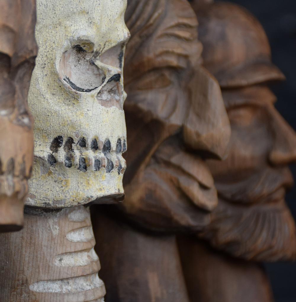 Folk Art Early 20th Century German Folk-Art Carved Wooden Puppet Heads