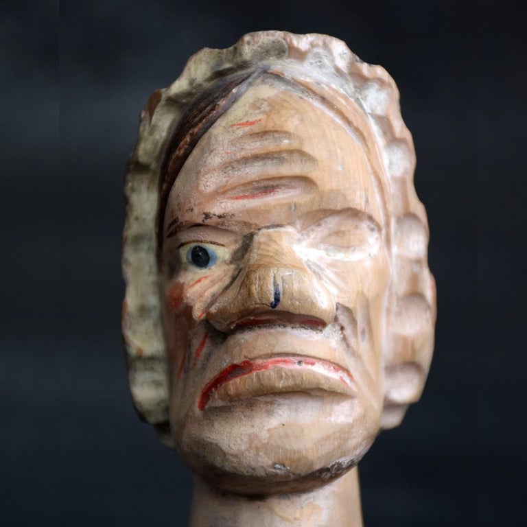 Early 20th Century German FolkArt Carved Wooden Puppet Heads at 1stDibs