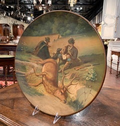 Early 20th Century German Hand Painted Ceramic Hunt Scene Wall Platter