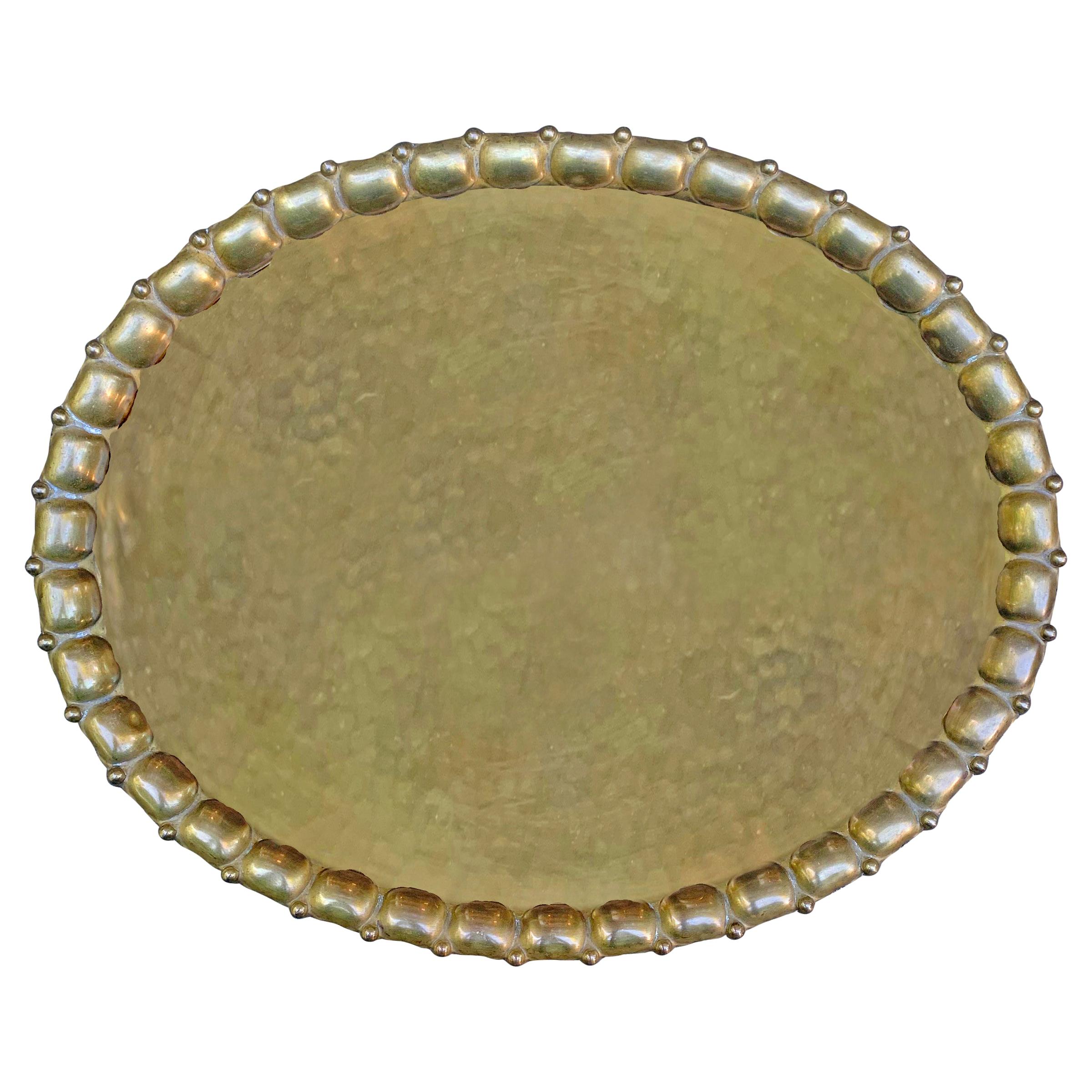 Early 20th Century German Jugendstil Hammered Brass Tray