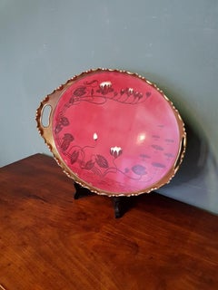 Early 20th Century German Jugendstil Serving Tray with Brass Border