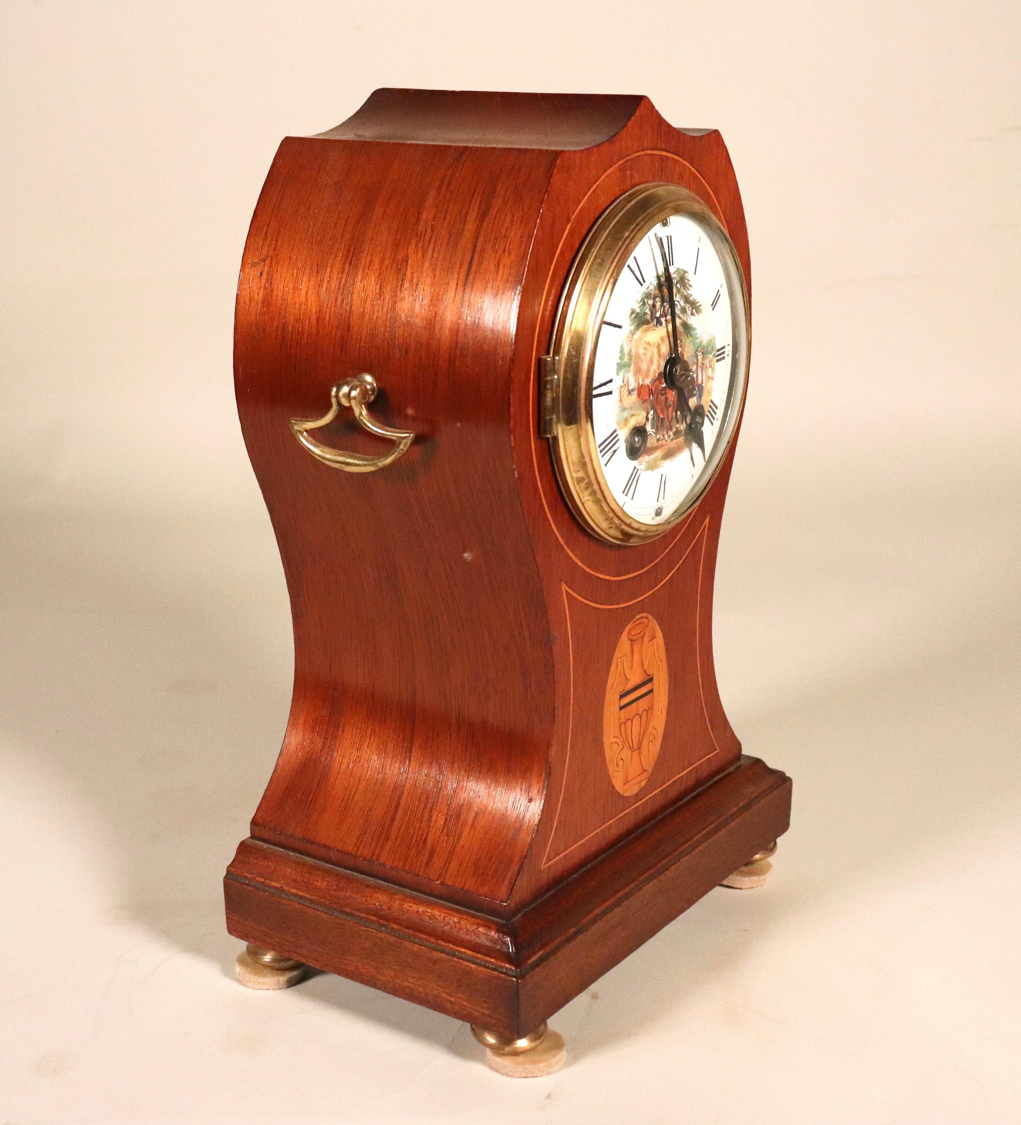 Hand-Crafted Early 20th Century German Philipp Haas & Sohne Balloon Shaped Mantel Clock For Sale