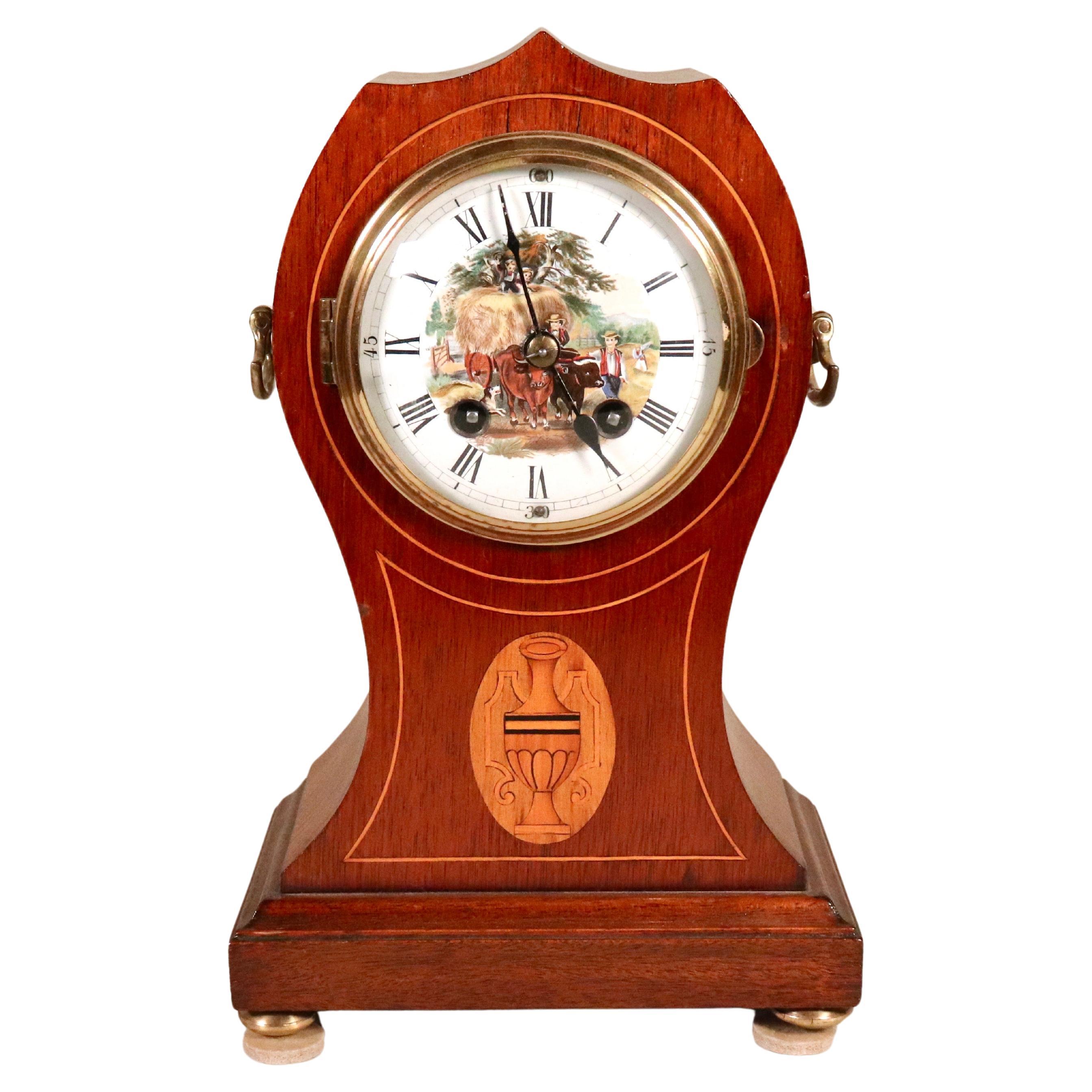 Early 20th Century German Philipp Haas & Sohne Balloon Shaped Mantel Clock