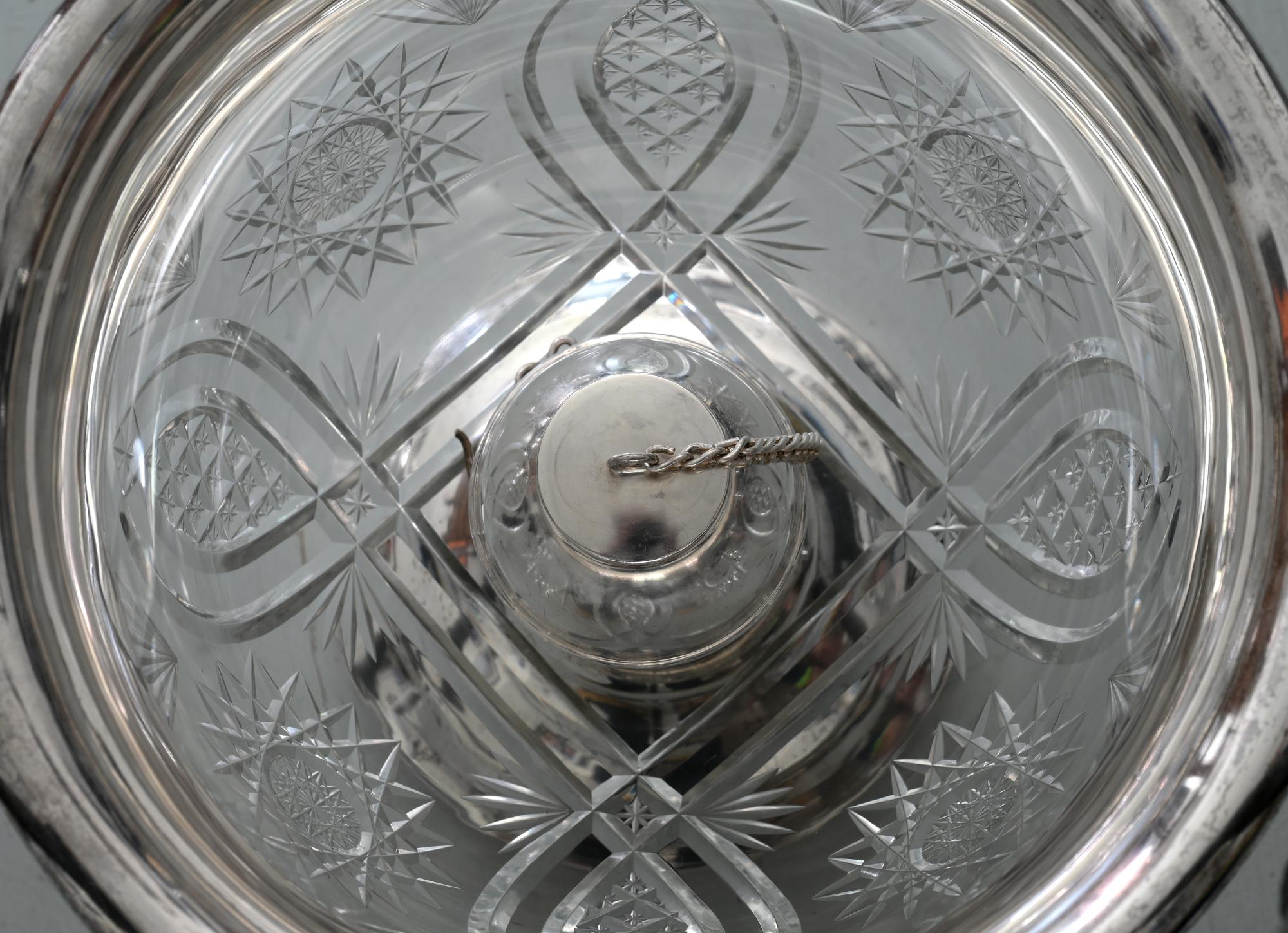 Deutsche Punch-Schale aus geschliffenem Kristall und Silber aus dem frühen 20. Jahrhundert im Zustand „Gut“ im Angebot in Epfach, DE