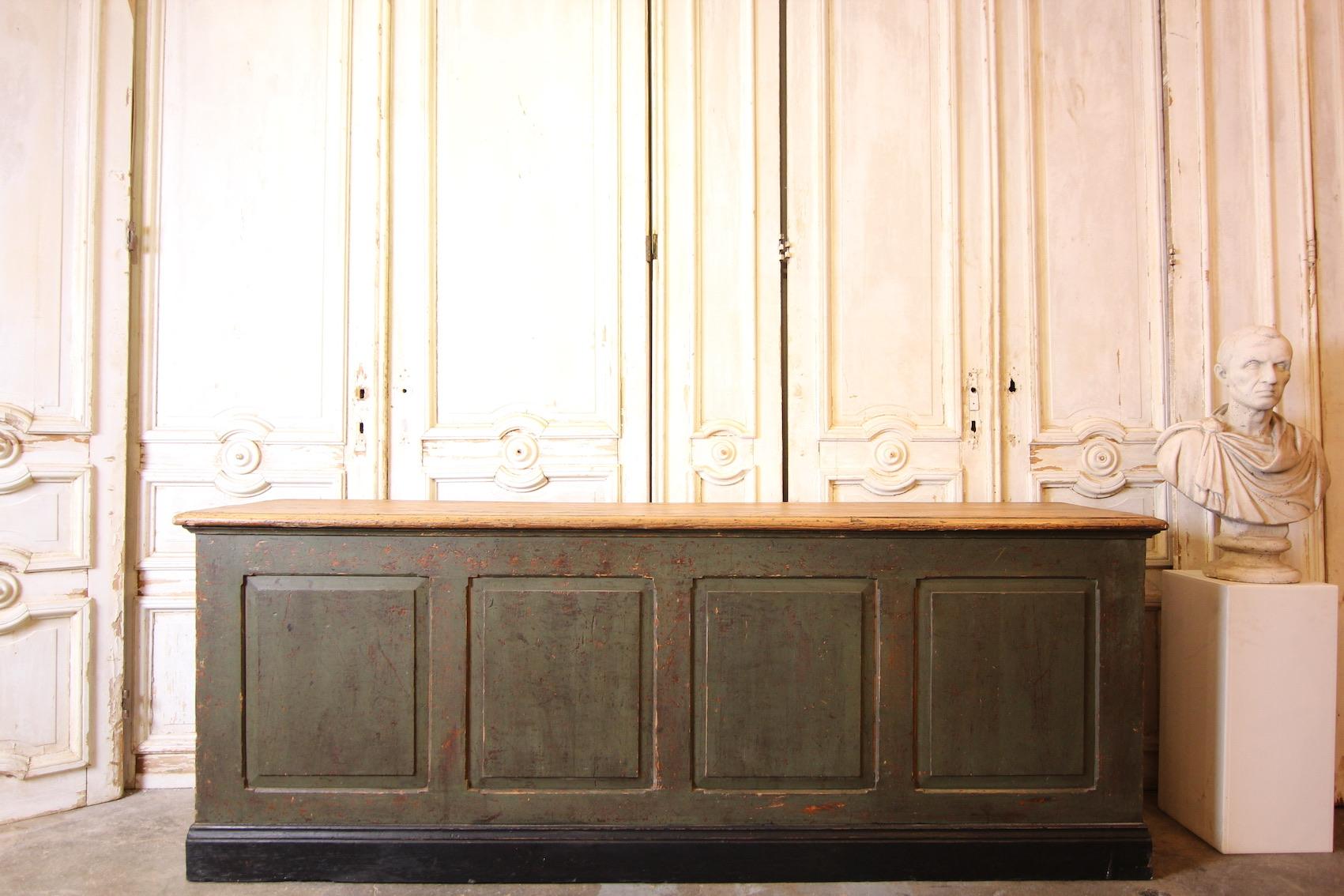 Early 20th Century German Shop Counter or Bank of Drawers in Original Paint 2